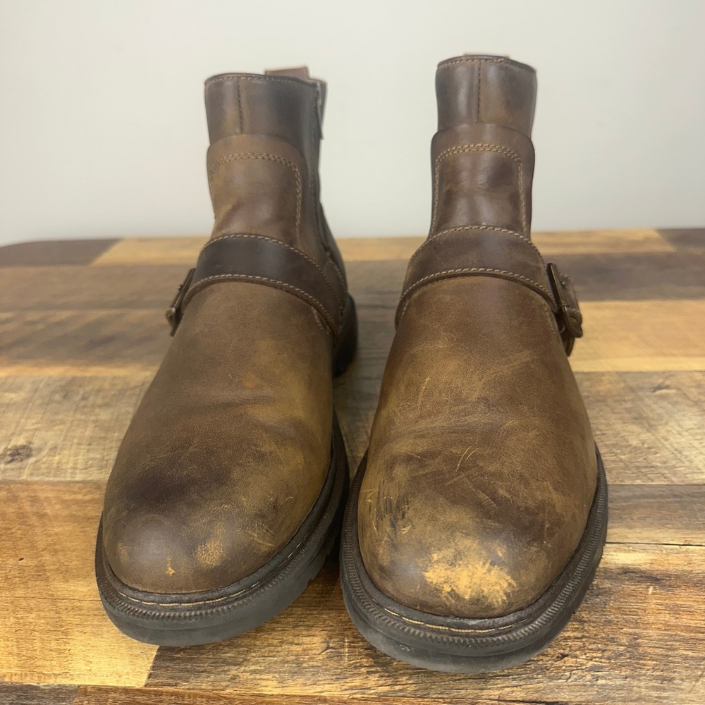 J. Murphy Johnston & Murphy Brown Leather Moto Side Zip Boots 59-1330 Mens 11.5M - Picture 3 of 10